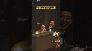 》Bestmans funny speech Perfectly timed punchline while bride is drinking water [upl. by Tubb]