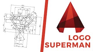 Tutorial AutoCAD 😎Logo Superman😎 [upl. by Aitnecserc]