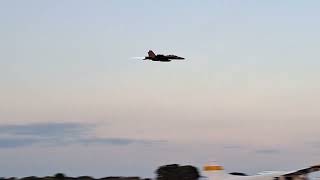 Oshkosh 2023  EA18 Growler high speed flyby with full afterburner at dusk [upl. by Pasquale]