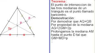 Baricentro punto de intersección de las tres medianas demostración [upl. by Retepnhoj]