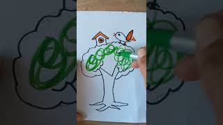 Little bird on tree drawing easydrawing easy easy art creator pencildrawing drawing howtodraw [upl. by Dirgis]