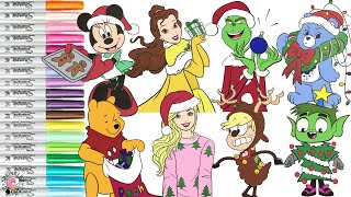 Christmas Coloring Book Compilation for Kids Barbie Disney Princess Care Bears The Grinch Loud House [upl. by Chitkara]