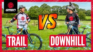 Trail Bike Vs Downhill Mountain Bike Challenges [upl. by Cleon]