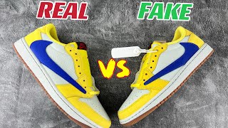 Real VS Fake Travis Scott Jordan 1 Low Canary Elkin [upl. by Htebiram891]