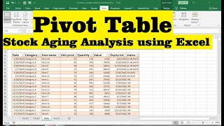 how to create a pivot table Stock aging analysis using excel [upl. by Ajani]