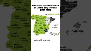 Nombres de chica más común En España por provincias 19202020 mapas mapa maps spain nombre [upl. by Bitthia]