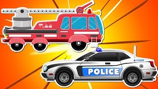 Red Fire Truck with Police Car and Ambulance  Emergency Cars Cartoon for kids [upl. by Niledam]