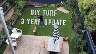 DIY Artificial Turf Installation 3 Year Update [upl. by Manheim460]