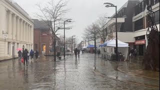 Walking in Fareham Town Centre on a rainy dayFarehamHampshire [upl. by Derinna]