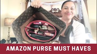 AMAZON PURSE MUST HAVES  HANDBAG ORGANIZERS  PURSE ORGANIZER  for LOUIS VUITTON AND MCM LIZ TOTE [upl. by Arvy]