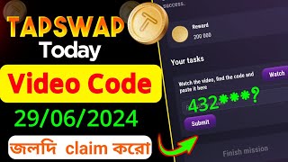 Tapswap 29062024 Video Code  tapswap today video code  tapswap New Update  tap swap [upl. by Anelrahc917]