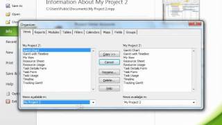 Project 2010 Tutorial Using the Organizer Microsoft Training Lesson 111 [upl. by Romie]