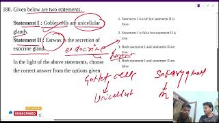 Statement I  Goblet cells are unicellular glands Statement II  Earwax is the secretion of exocr [upl. by Faulkner82]