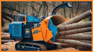 Dangerous Fastest Monster Wood Chipper Machines Working  CRAZY Tree Felling Climbing With Chainsaw [upl. by Ellehcirt]