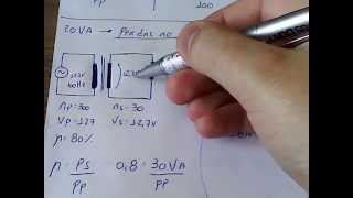 Transformador monofásico  Tipo abaixador  cálculo de rendimento [upl. by Anirahtak]