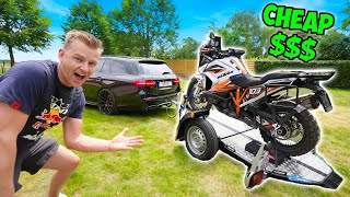 I BOUGHT a LOWERING amp FOLDING Motorcycle TRAILER [upl. by Llahsram]