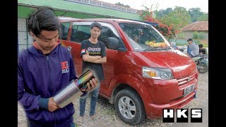 pasang knalpot HKS Hi power baby muffler di mobil apv [upl. by Inail]