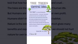 The trees poem Central Idea class10 English thetrees englishpoems englishlearn dhairyapratapdsp [upl. by Nevah610]