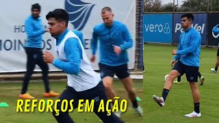 PRIMEIRO TREINO DE MIGUEL MONSALVE MATÍAS AREZO E ALEXANDER ARAVENA NO GRÊMIO [upl. by Oyr]