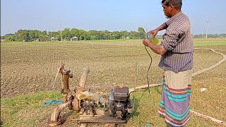 How to start a 4hp diesel engine water pumpA skill farmer start a 4hp engine4hp water pump start [upl. by Elbring]