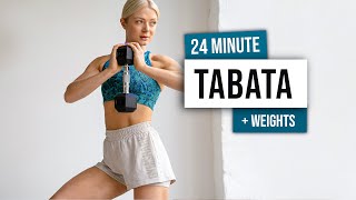 24 MIN FULL BODY KILLER TABATA Workout with weights  No Repeat Home Workout with TABATA SONGS [upl. by Hajile]