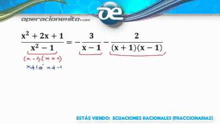 Ecuaciones Racionales Fraccionarias  Operacionexitocom [upl. by Azilef259]