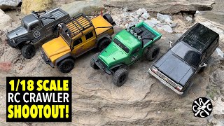 118 Scale RC Crawler Shootout Furitek Fury FMS FCX24 Hobby Plus CR18 amp Traxxas TRX4m [upl. by Nea]