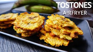 TOSTONES PATACONES EN FREIDORA DE AIRE CRUJIENTES Y SALUDABLES Vegano y sin gluten [upl. by Amabelle649]