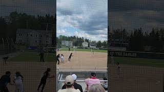 Ana Lang on a 32 pitch with her seventh strikeout this afternoon for Husson softball softballlife [upl. by Llenrahs]