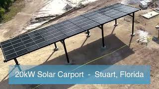 Solar Carport Construction  hurricane rated 20kW Carport in Florida using bifacial modules [upl. by Lanahtan]