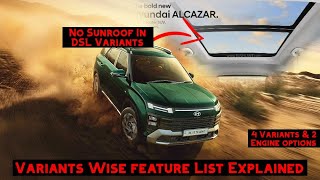 Hyundai ALCAZAR Variant Wise Feature List Explained  VFM Variant  Colour Options amp More [upl. by Joanne]