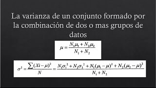 ESTADISTICA  varianza de un conjunto formado por la combinancion de dos grupos de datos [upl. by Sarene]