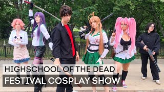 Highschool of the Dead  Takashi Saeko Saya Kohta Rei Shizuka Alice cosplay show [upl. by Atteuqnas457]