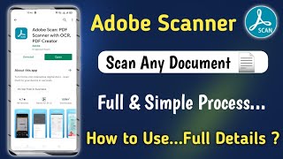 Adobe Scan  How to use Adobe Scan App  How to Scan any documents  Adobe scanner kaise use kare [upl. by Annohs896]