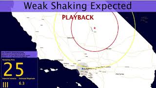 Playback of M71 Ridgecrest quake ShakeAlert for LA City Hall [upl. by Yllil446]