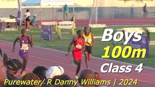 Darnell Douglas  Jamaica College  Boys 100m Class 4  Purewater R Danny Williams 2024 [upl. by Heaps]