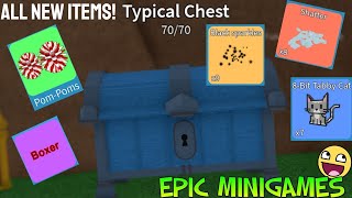 Showcasing all items in TYPICAL CHEST in Epic Minigames [upl. by Eldwun347]