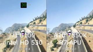 amd a10 7850K APU R7 vs intel i3 6100 Intel HD 530 GTA 5 [upl. by Willa607]