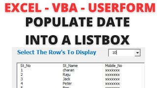 VBA Userform Populate a Listbox With Dynamic Range of Cells [upl. by Los52]