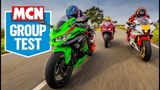 Kawasaki ZX4RR tested on UK roads against Yamahas R7 amp Honda CBR650R  MCN Review [upl. by Assitruc297]