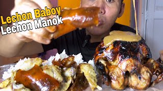 Lechon Baboy vs Lechon Manok Mukbang ASMR [upl. by Venditti]