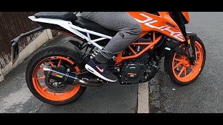 KTM 390 Duke Exhaust KO Lightning Install [upl. by Aisatal333]