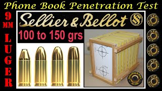 SELLIER amp BELLOT 9mm Luger Phone Book Penetration Test  100 115 124 amp 150 Grains  9mm ammo [upl. by Annalee492]