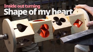 Woodturning Shape of my heart inside out turning [upl. by Ahsiekat]