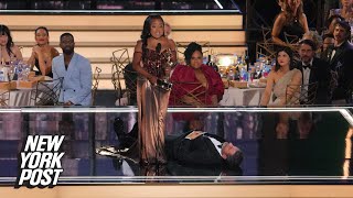 Jimmy Kimmel accused of ‘white privilege’ after Quinta Brunson Emmys stunt falls flat New York Post [upl. by Anoiuq953]