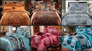 Unique Teal and Gold TrellisPattern Sparkle NobleExcellence Jacquard Satin FullQueen Size Bedding [upl. by Shannon]