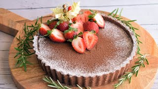 Only 3 Ingredients NoBake Chocolate Tart Recipe  SweetsMin [upl. by Naujet]