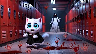 Kitten Meets Ghost at School 🙀 and Chased 👻 cat ai catvideos aicatca aicat [upl. by Nyladnohr]