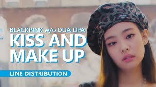 BLACKPINK wo Dua Lipa  KISS AND MAKE UP  Line Distribution [upl. by Lesser]