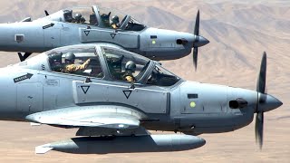 Embraer A29 Super Tucano Aircraft in Action Afghanistan 2016 [upl. by Lilia]